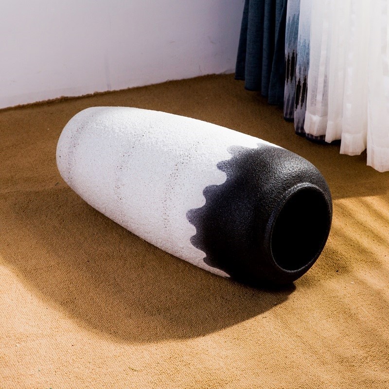 景德镇居家客厅电视柜摆件落地陶瓷复古插花瓶干支陶罐水培盆软装