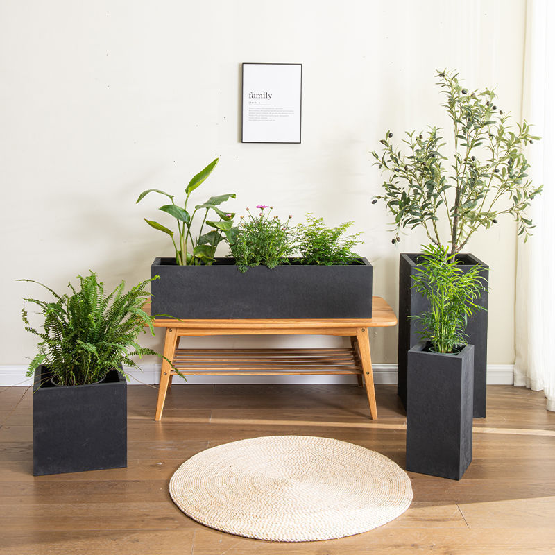 组合花盆水泥花盆白色室外花盆正方形种植箱种菜花箱大号花盆户外