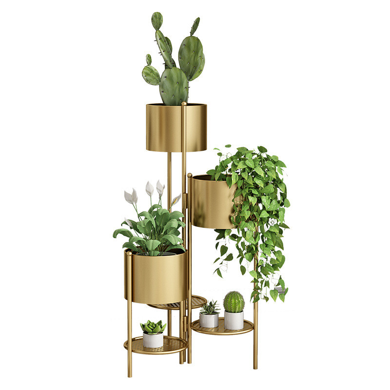北欧多层绿萝花架室内多肉客厅绿植架子轻奢落地铁艺花盆架置物架