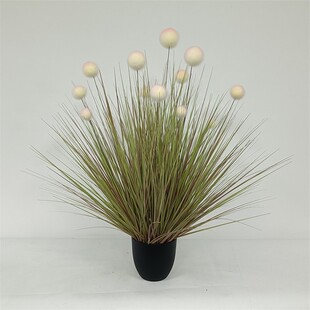 厂家批发直播间背景装饰仿真白色圆球盆栽球菊盆景假花圆形仿真花