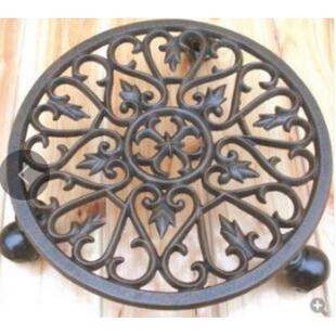 铁艺直销铸铁万向花盆架可移动花盆托出口品质工厂