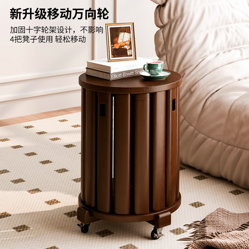 现代六叠凳餐桌凳原木新中式叠叠乐实木圆凳子茶几家用可叠放凳