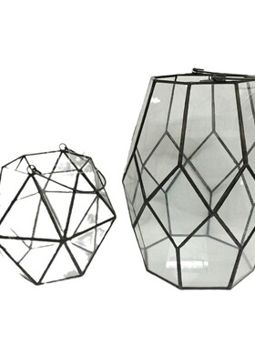 16086b几何!工厂直销微景观包邮多肉植物玻璃花房户外风灯批发