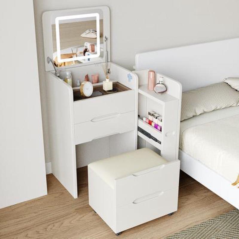 翻盖梳妆台翻盖式实木多功能梳妆台梳妆台小户型收纳柜迷你床头柜