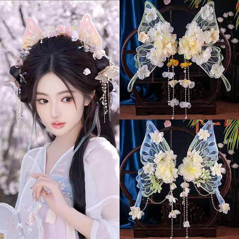 古风发饰后压绢花蝴蝶流苏花朵发夹超仙扑棱蛾子百搭配饰汉服头饰,饰品/流行首饰/时尚饰品新,发饰,淘宝优惠券,粉丝福利购,淘宝优惠卷