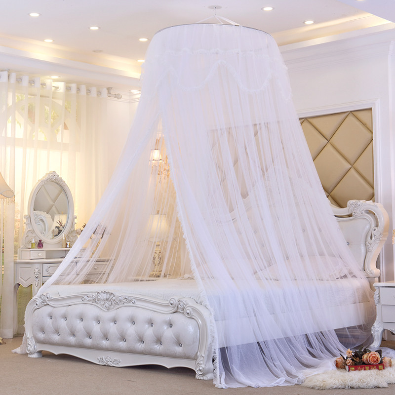 2n圆顶蚊帐双人用款1.8米通1.5m床2m大床家用吸顶公主风单人床1.2