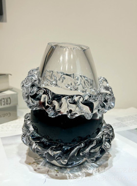 北欧风裙摆双拼色手工琉璃样板间客厅玄关花瓶餐桌电视柜软装饰品