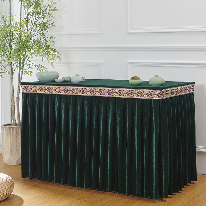 6b76加厚金丝绒桌布家用商务活动裙桌桌套办公会议室桌罩签到台布