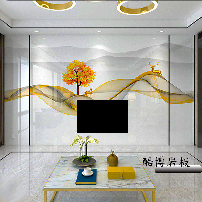 岩板批发电视背景墙12002400瓷砖欧式现代室内轻奢山水画岩板大板