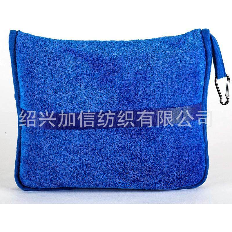 外贸厂家定制刺绣logo法兰绒飞机毯靠枕旅行毯二合一便携毯