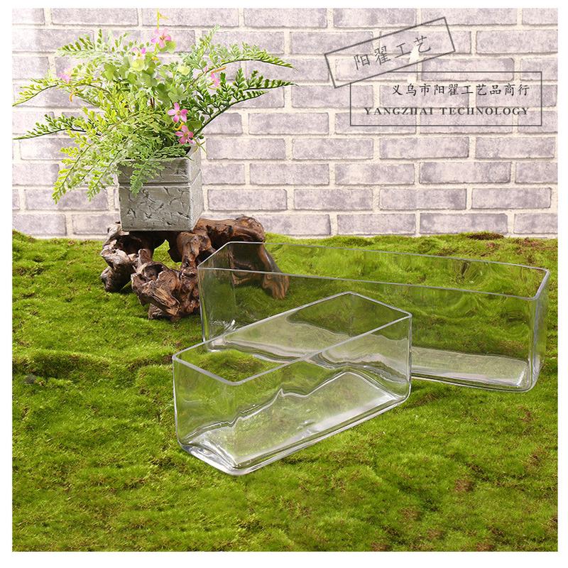 透明条形水培长方缸压制加厚长方形玻璃花瓶鱼缸花盆造微景方缸