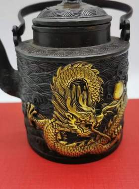 壶批发流金铜龙古董古玩乡下收怀旧客厅复古工艺纯铜加厚老物件
