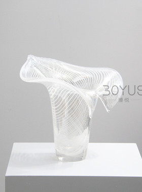 热销现代简约家居条纹炫彩琉璃花瓶设计师用样板间洽谈桌装饰台面