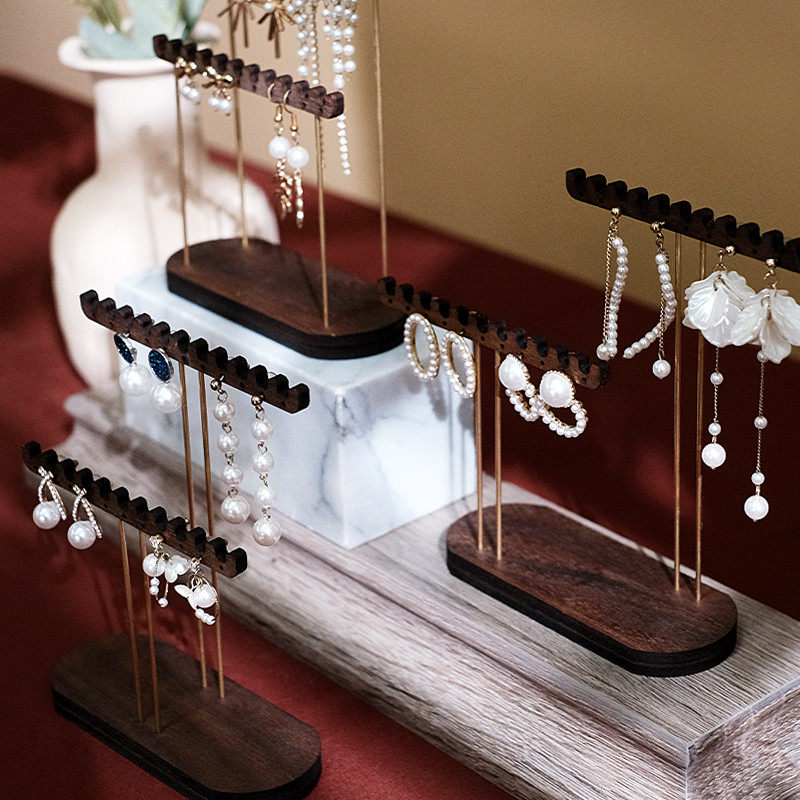 首饰展示架胡桃木贴皮波浪铜杆耳环架子饰品珠宝陈列拍摄道具摆件,饰品/流行首饰/时尚饰品新,首饰展示架,淘宝优惠券,粉丝福利购,淘宝优惠卷