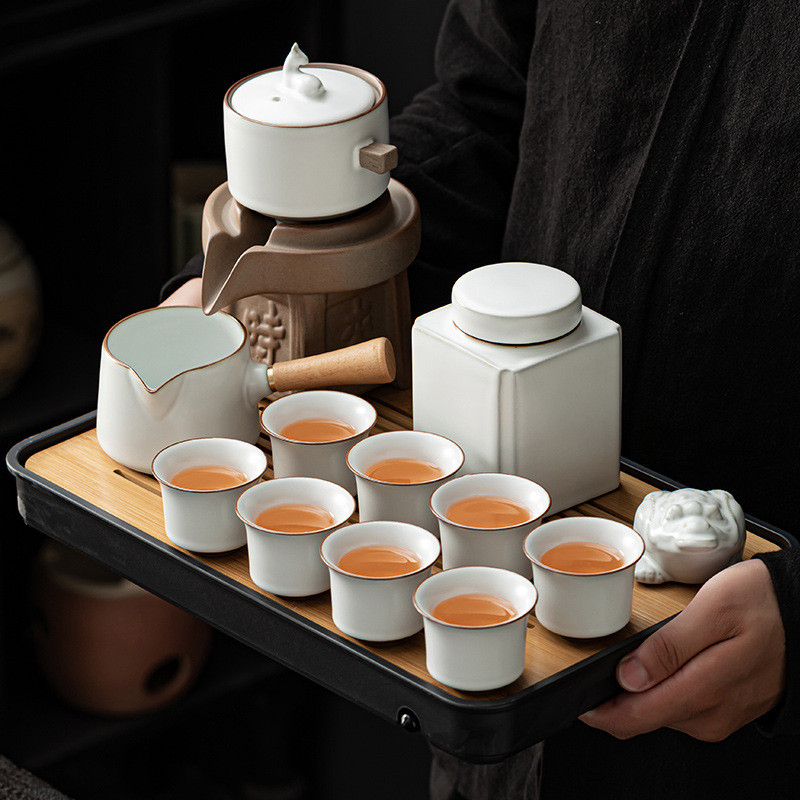 汝窑茶具套装家用轻奢高档懒人全自动一体喝泡茶壶茶杯盘2024新款