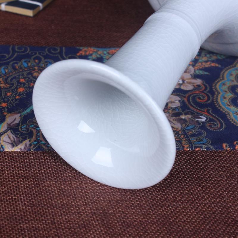 景德镇陶瓷器 工艺品摆件色釉冰裂纹白色花瓶 时尚简约家饰颜