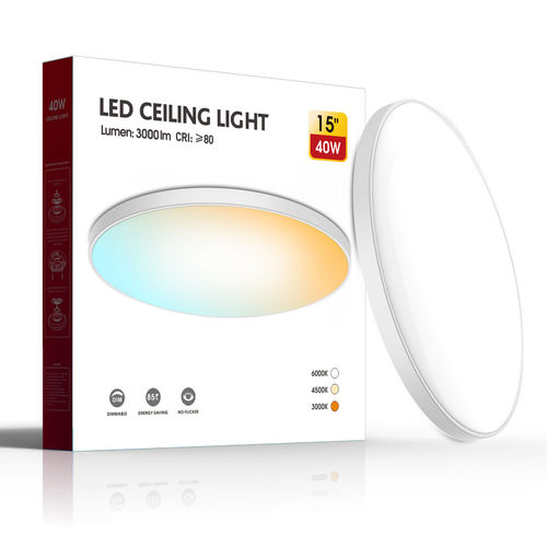 家居三色调光30w40w圆形卧室客厅走廊led现代超薄简约三防吸顶灯
