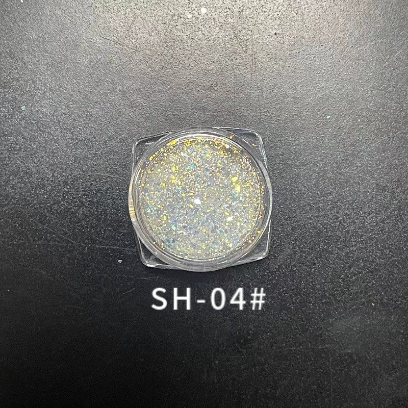 新款高透明变色材料美甲亮片极光片不规则闪粉b彩色云锦指甲