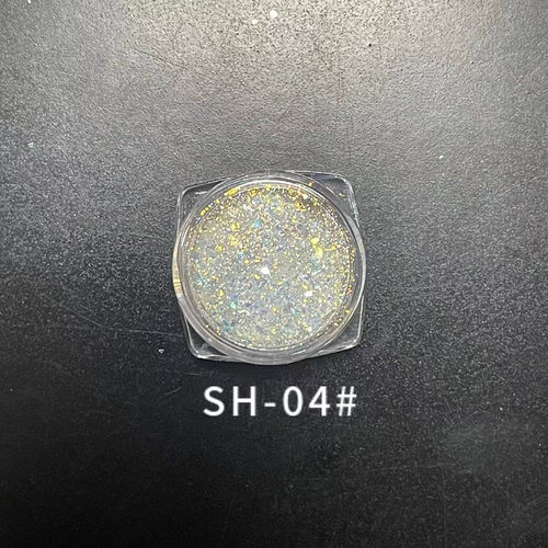 新款高亮片变色材料美甲透明极光指甲不规则闪粉b彩色云锦片