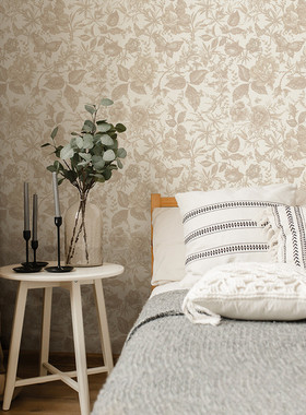 funlife卧室家具缔花卉玫瑰自粘壁纸欧式复古高翻新装饰贴stz044