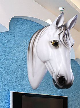 装饰品动物头粘胶挂钩客厅墙上壁挂复古马头墙面创意壁饰