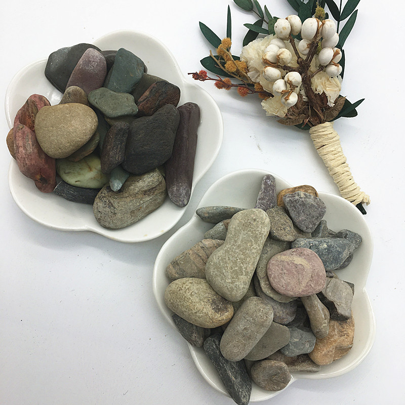 原生溪流石水族造景庭院铺底石底鱼缸装饰用溪流石原色彩色石头