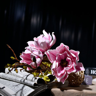 仿真花手感软胶玉兰花家居装饰桌面摆件假花装饰品婚庆摆设造景