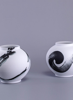 热销花艺陶瓷花器现代东方手绘水墨烧制花瓶厂家直供陶瓷新中式花