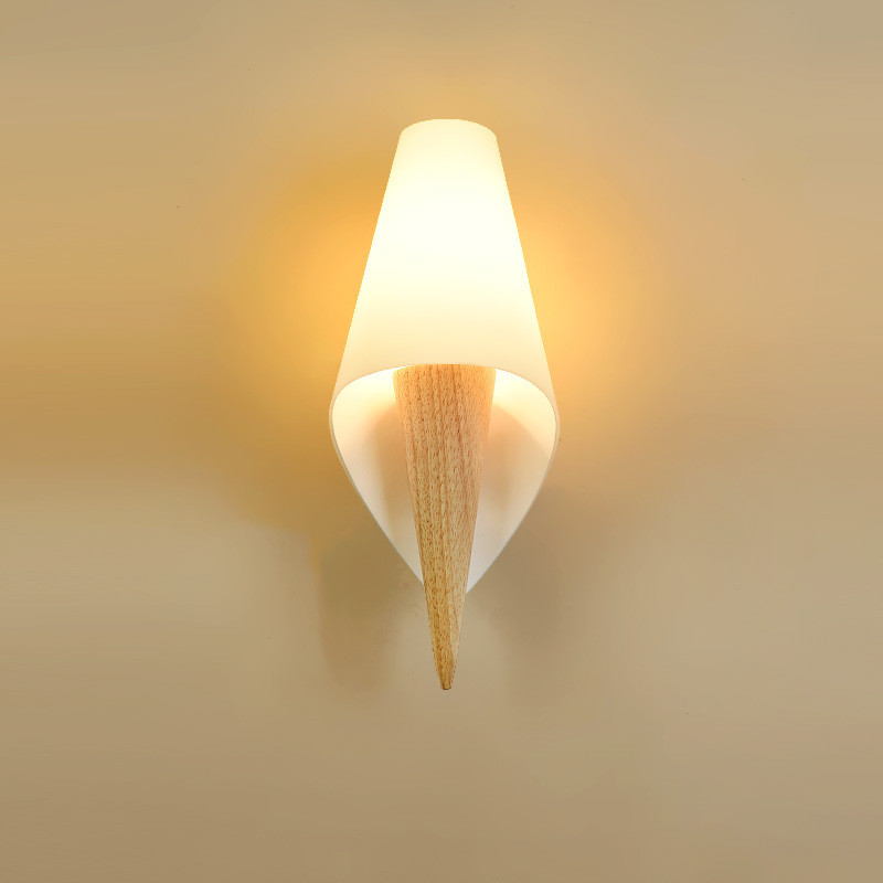 北欧创意实木壁灯卧室床头灯客厅简约现代走廊楼梯阳台过灯艺道木
