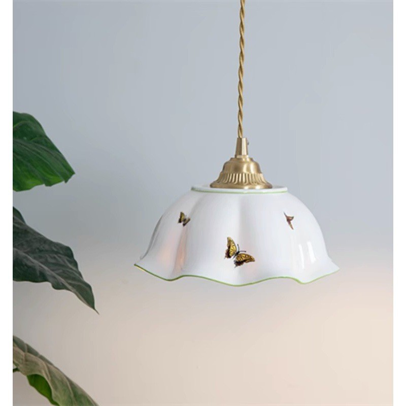 陶瓷裙摆小吊灯单头奶油风法式复古美式日式客厅卧室床头灯具