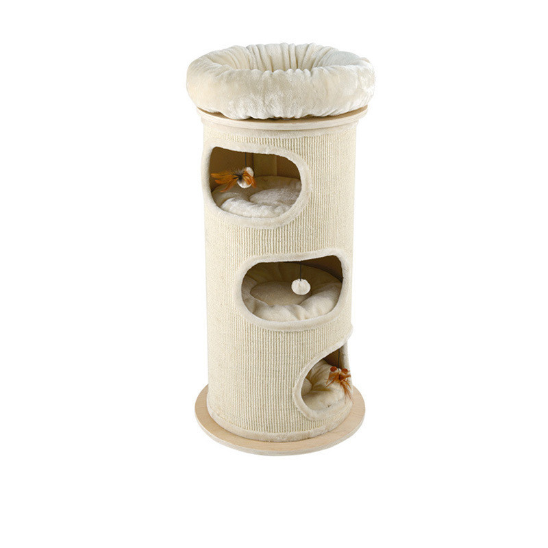 热销蜜罐猫 猫爬架实木猫爬架猫窝猫树一体剑麻桶猫窝2层3层4层