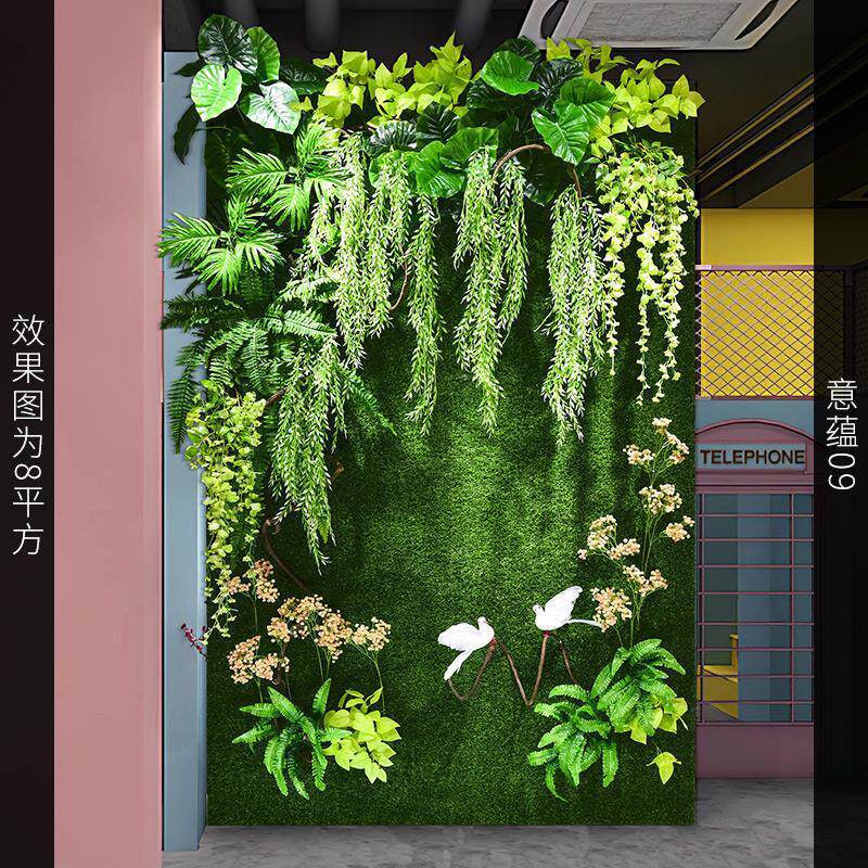 人造草坪墙布背景墙壁画拍摄道具植物荷花橱窗背景室内创意