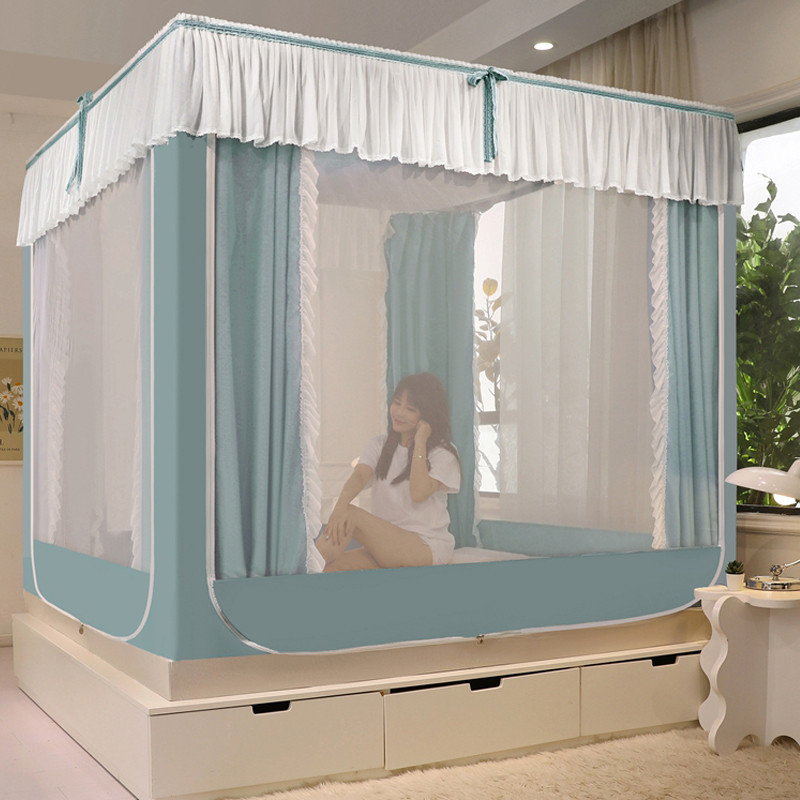 9jo2024年坐床遮光防摔蚊帐宝宝防掉床拉链全包围新款公主风加高