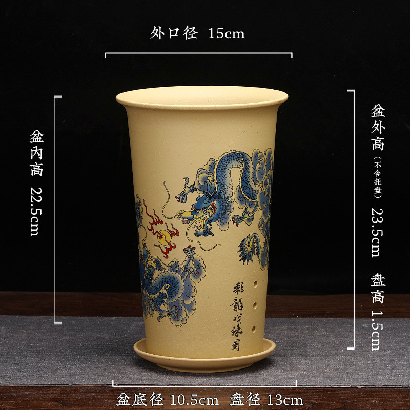 批发紫砂兰花盆贴花不掉色精品高盆君子兰绿萝建兰客厅盆景盆宜兴
