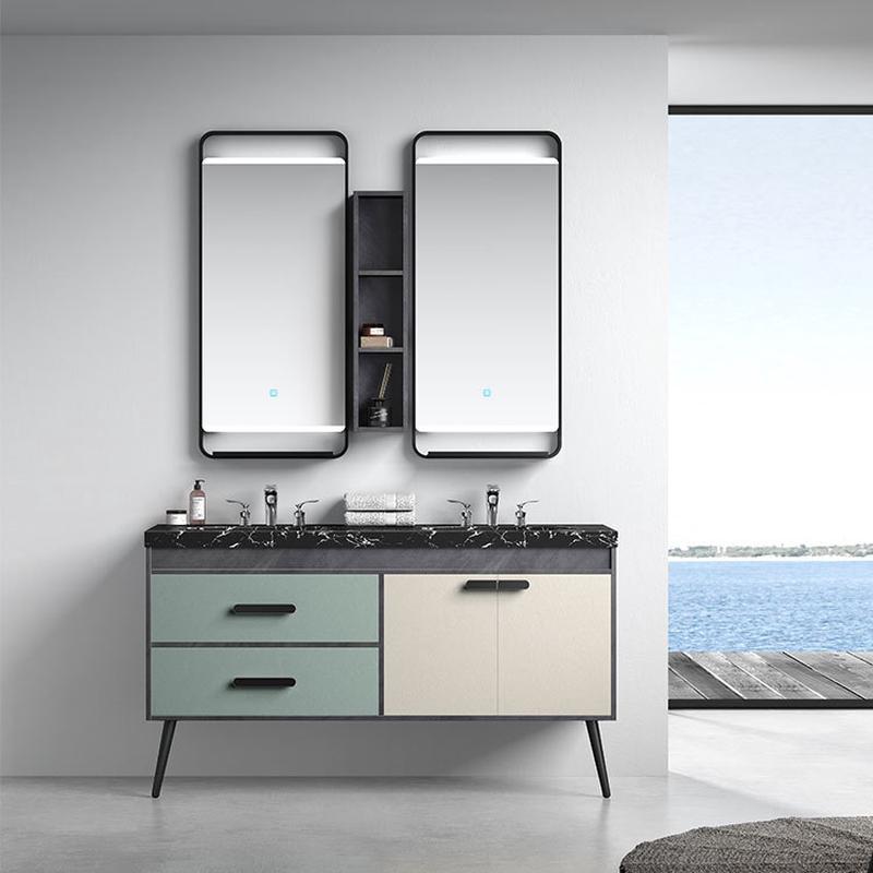 卫生间双盆大理石浴室柜组合落地式洗脸洗手池洗漱洗手台现代简约