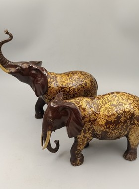 古玩铜器收藏家居装饰红铜鎏金吉祥如意铜象铜摆件礼品工艺品