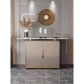 新中式 玄关柜轻奢实木餐边柜样板间门客入户正对设计厅岩板装 饰柜