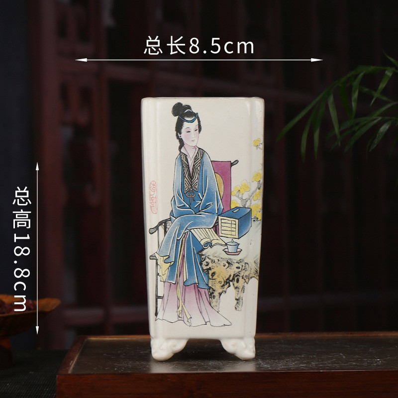 彩绘装饰批发厂家直销方形桌面紫砂花盆盆景盆创意兰花盆ylhch01