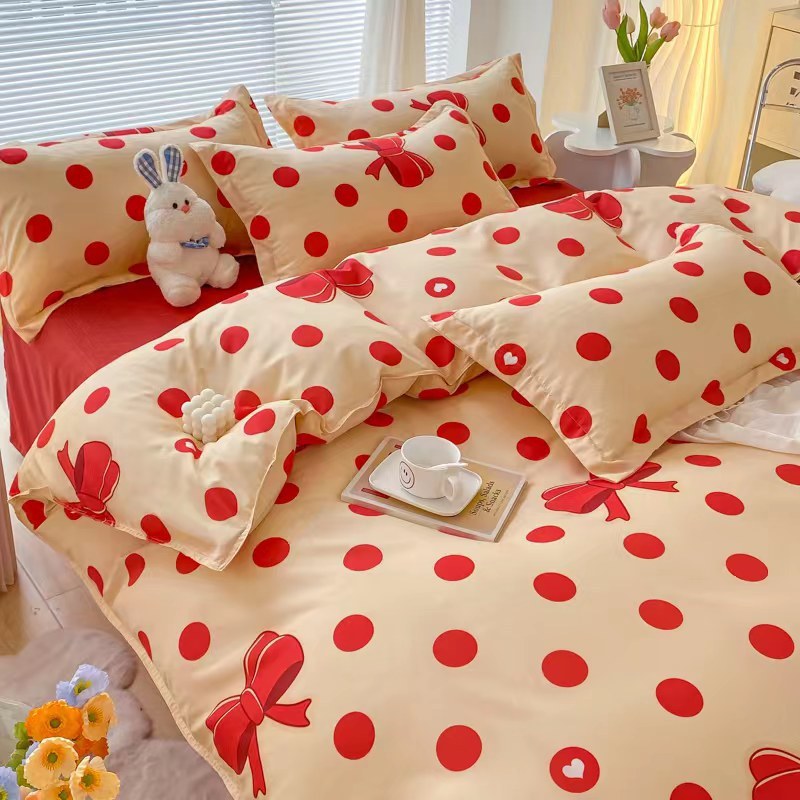 秋季四件套单人床单纯水洗棉学生宿舍三件套被套4床上用品ins风男