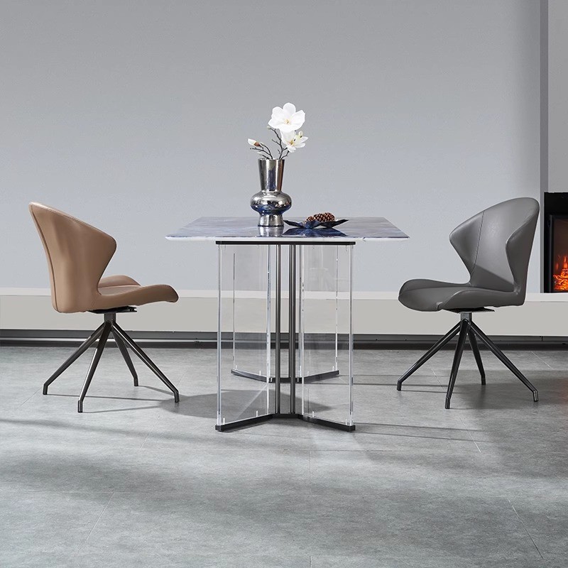 北欧式可旋转洽谈茶桌椅皮轻奢设计师意书房化妆间椅子餐桌椅家用