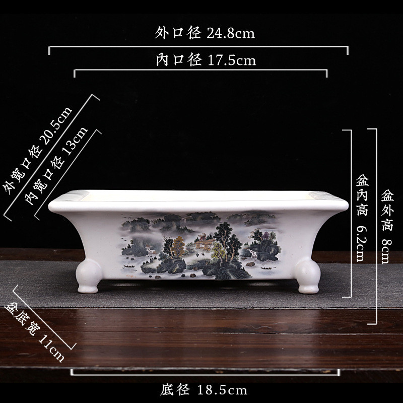 宜兴紫砂手工釉花盆桌面椭圆创意个性长方形多肉盆景园艺花卉批发