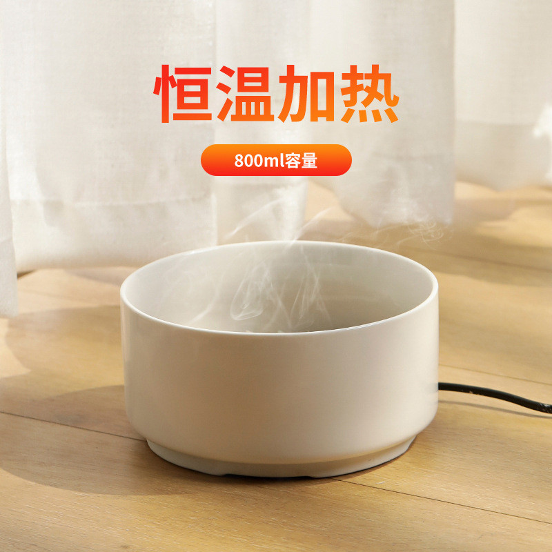 猫咪恒温饮水机湿加热饮水器碗喝水不宠物嘴幼猫喂食狗狗用品陶瓷