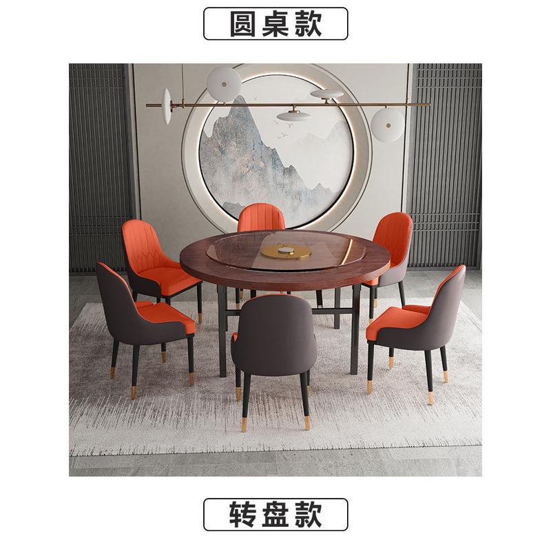 实木圆桌餐桌家用食堂餐饮商用饭店酒店聚会圆形桌子转盘加厚折叠