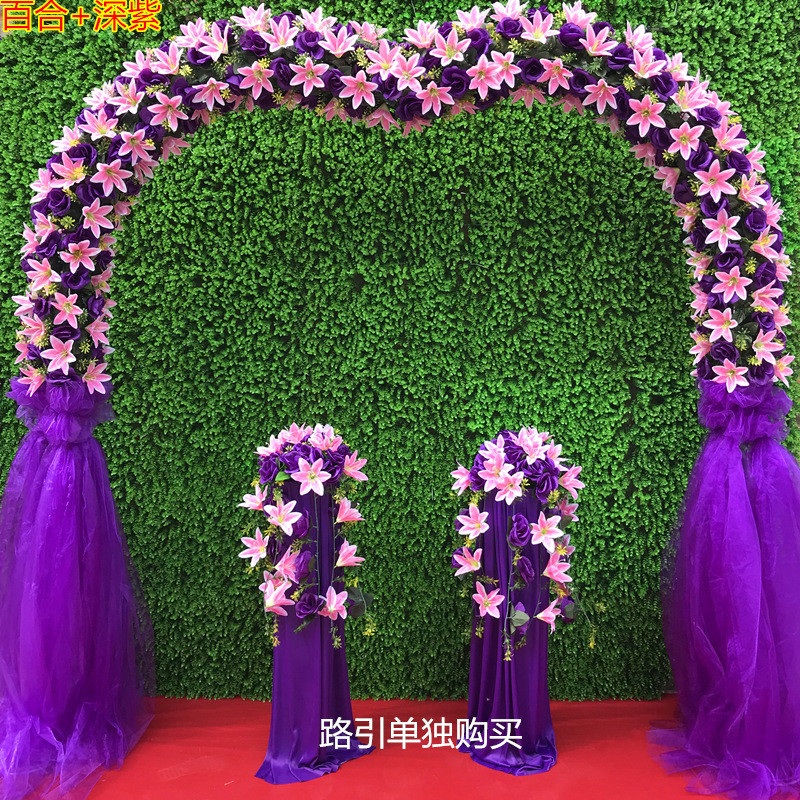 婚庆拱门结婚礼花门开业店庆典花环拱门新款喜庆典装饰绢绢花花架
