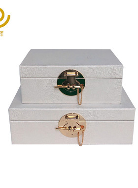 新中式样板房软装木漆收纳盒摆件客厅卧室书柜古典创意家居摆设品