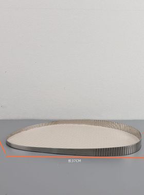 客厅茶几金属白色皮革收纳托盘样板房现代简约家居桌面装饰品摆件