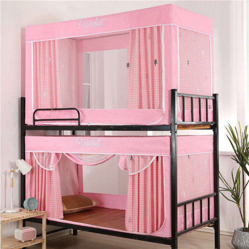 三开门学生宿舍蚊帐床帘一体式拉链加密加厚单人床遮光上下铺通用