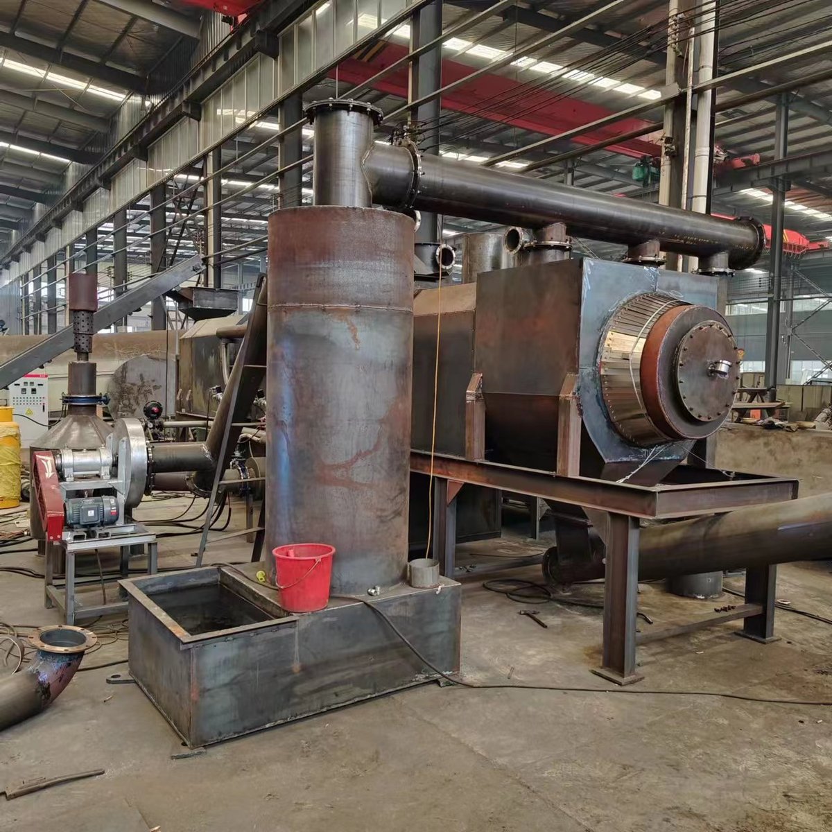 全套烧烤炭木炭机炭化滚筒式锯末大型炉巴沙木杉木碳化设备