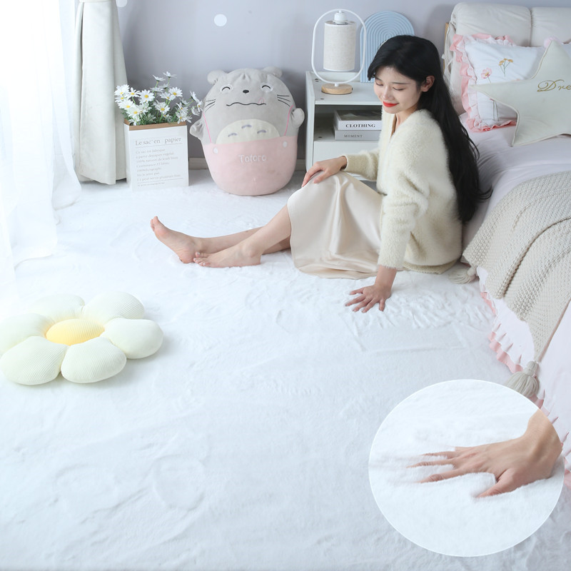 1vprins风加厚兔毛地毯卧室床边少女房间满铺仿毛绒客厅茶几飘窗