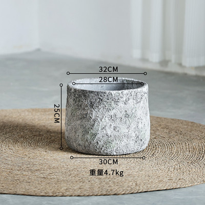 镁泥花盆欧美现代艺术客厅商场室内外落地复古做旧型号特大绿植盆